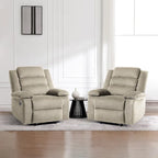 Ensemble de 2 fauteuils inclinables manuels en velours côtelé avec accoudoirs larges et repose-pieds