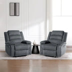 Ensemble de 2 fauteuils inclinables manuels en velours côtelé avec accoudoirs larges et repose-pieds