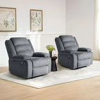 Ensemble de 2 fauteuils inclinables manuels en velours côtelé avec accoudoirs larges et repose-pieds