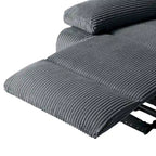 Ensemble de 2 fauteuils inclinables manuels en velours côtelé avec accoudoirs larges et repose-pieds