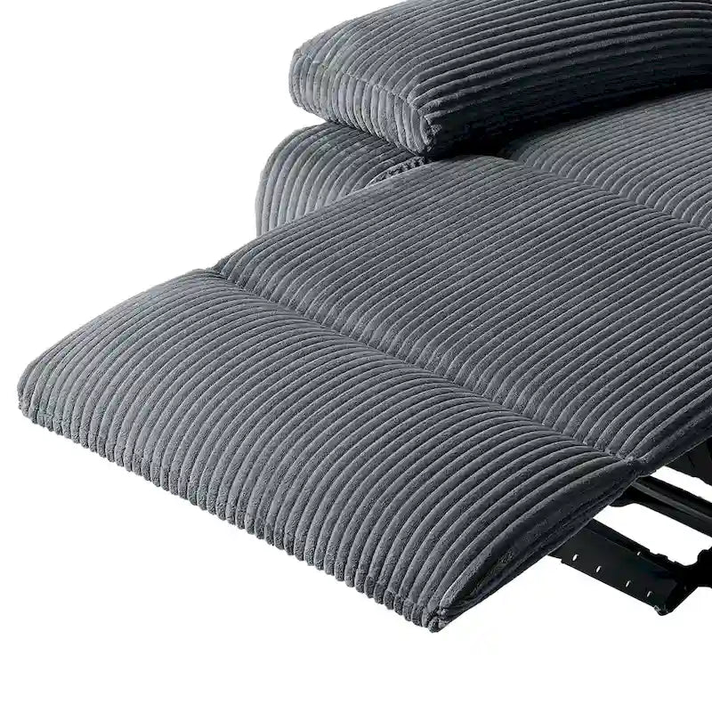 Ensemble de 2 fauteuils inclinables manuels en velours côtelé avec accoudoirs larges et repose-pieds