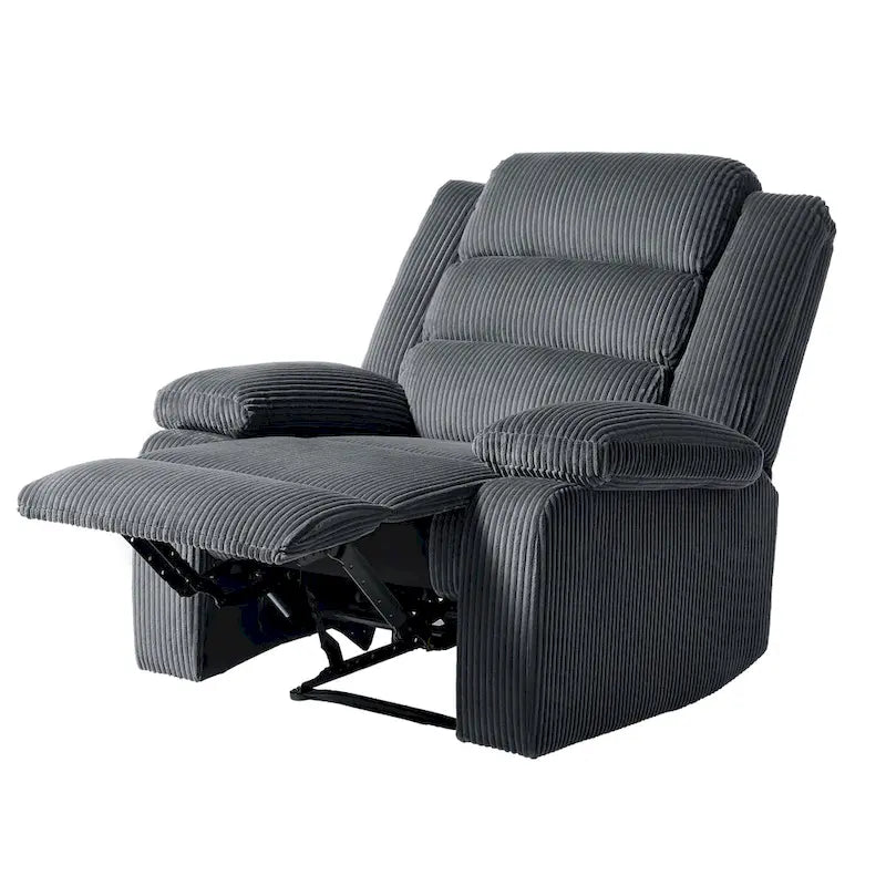 Ensemble de 2 fauteuils inclinables manuels en velours côtelé avec accoudoirs larges et repose-pieds