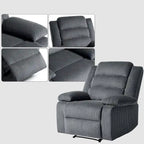 Ensemble de 2 fauteuils inclinables manuels en velours côtelé avec accoudoirs larges et repose-pieds