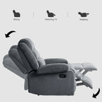 Ensemble de 2 fauteuils inclinables manuels en velours côtelé avec accoudoirs larges et repose-pieds