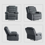 Ensemble de 2 fauteuils inclinables manuels en velours côtelé avec accoudoirs larges et repose-pieds