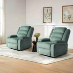 Ensemble de 2 fauteuils inclinables manuels en velours côtelé avec accoudoirs larges et repose-pieds