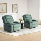 Ensemble de 2 fauteuils inclinables manuels en velours côtelé avec accoudoirs larges et repose-pieds