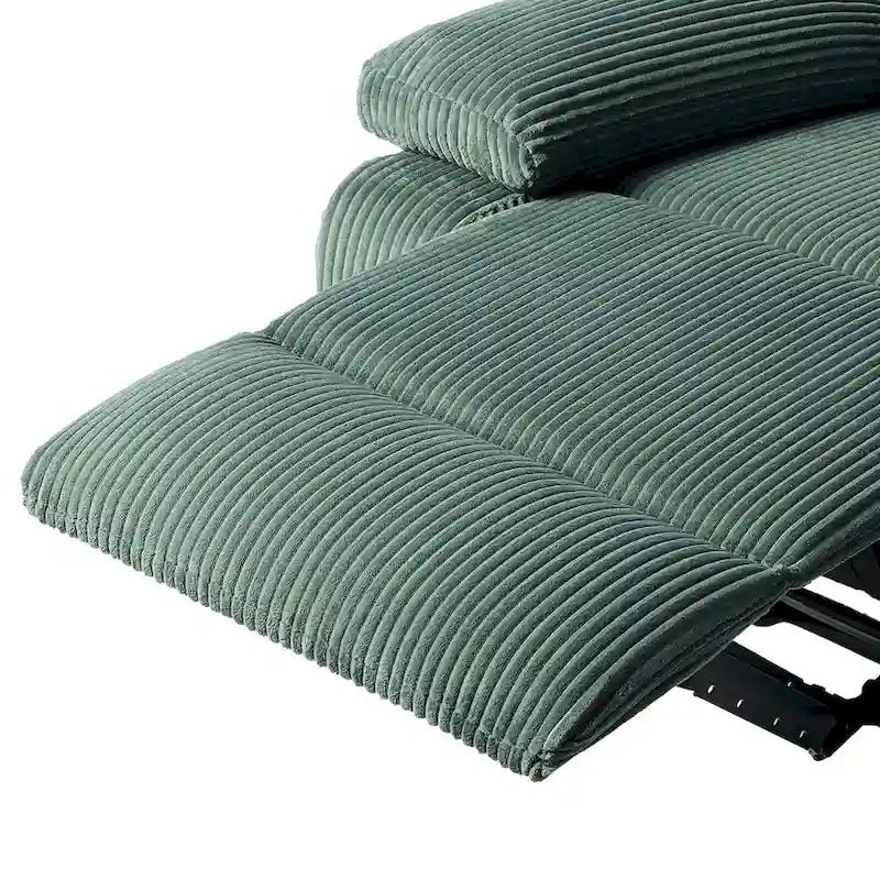 Ensemble de 2 fauteuils inclinables manuels en velours côtelé avec accoudoirs larges et repose-pieds