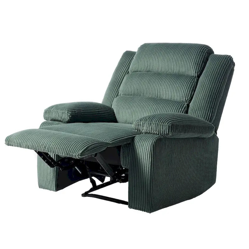 Ensemble de 2 fauteuils inclinables manuels en velours côtelé avec accoudoirs larges et repose-pieds