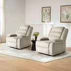 Ensemble de 2 fauteuils inclinables manuels en velours côtelé avec accoudoirs larges et repose-pieds