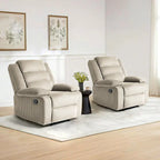 Ensemble de 2 fauteuils inclinables manuels en velours côtelé avec accoudoirs larges et repose-pieds