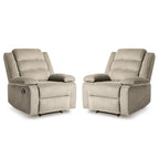 Ensemble de 2 fauteuils inclinables manuels en velours côtelé avec accoudoirs larges et repose-pieds