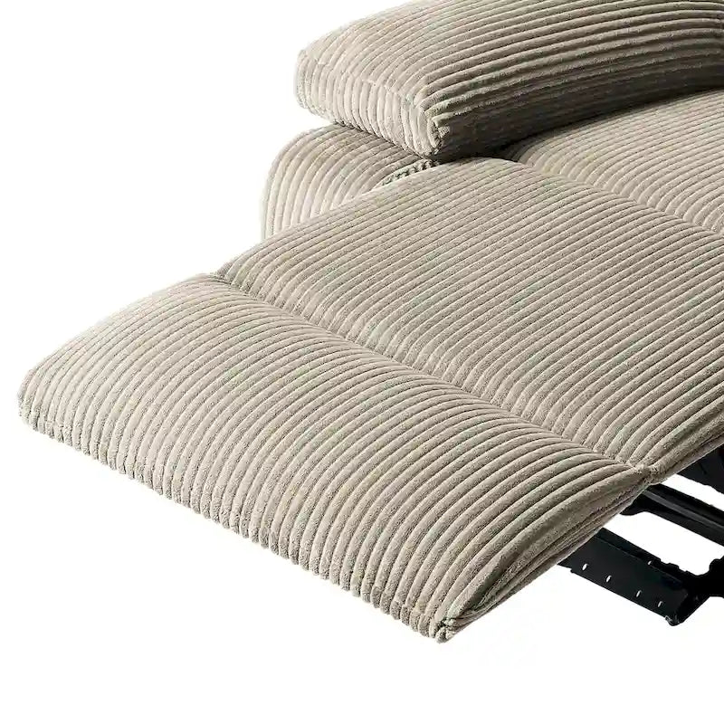 Ensemble de 2 fauteuils inclinables manuels en velours côtelé avec accoudoirs larges et repose-pieds