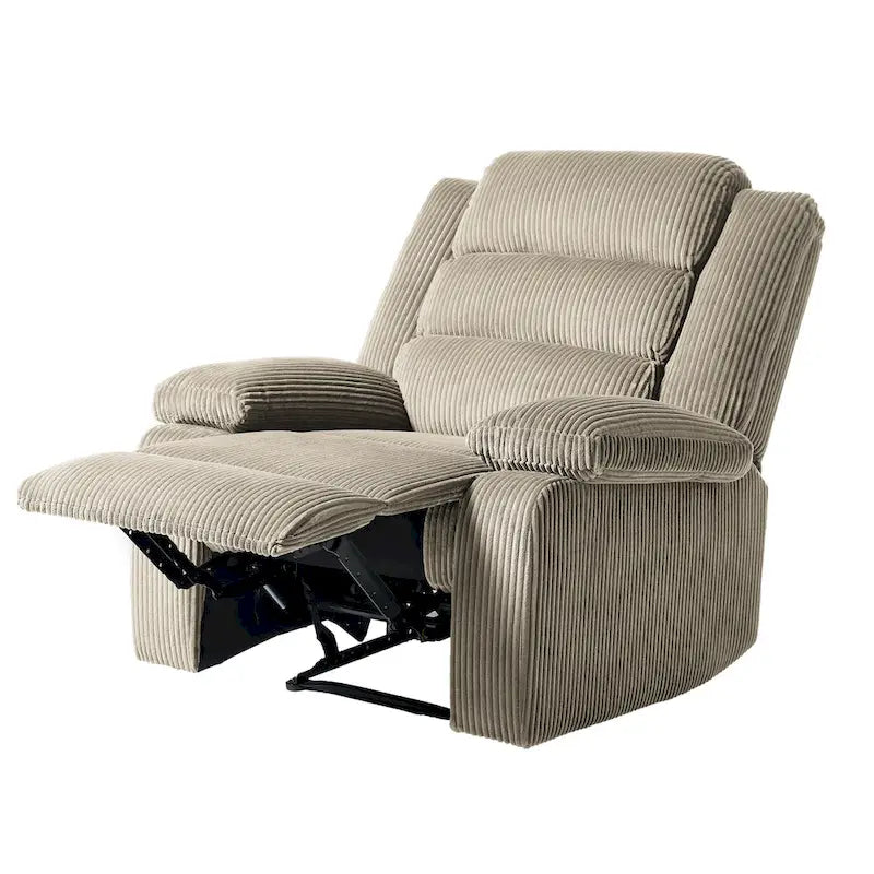 Ensemble de 2 fauteuils inclinables manuels en velours côtelé avec accoudoirs larges et repose-pieds