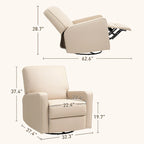 Fauteuil inclinable manuel avec fonction pivotante et basculante, repose-pieds réglable, tissu respirant, beige