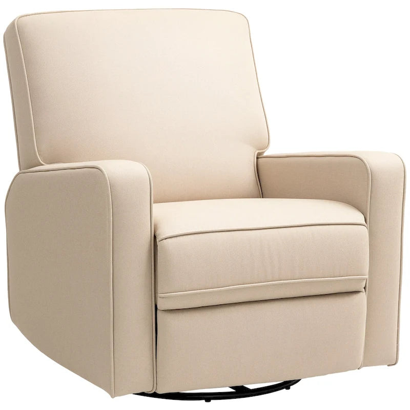 Fauteuil inclinable manuel avec fonction pivotante et basculante, repose-pieds réglable, tissu respirant, beige