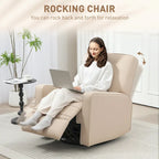 Fauteuil inclinable manuel avec fonction pivotante et basculante, repose-pieds réglable, tissu respirant, beige