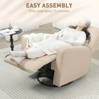 Fauteuil inclinable manuel avec fonction pivotante et basculante, repose-pieds réglable, tissu respirant, beige