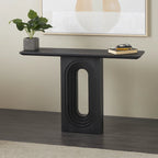 Console en bois avec piédestal ovale sculpté - Noir