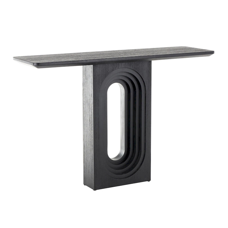 Console en bois avec piédestal ovale sculpté - Noir