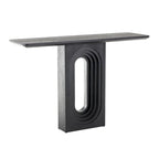 Console en bois avec piédestal ovale sculpté - Noir