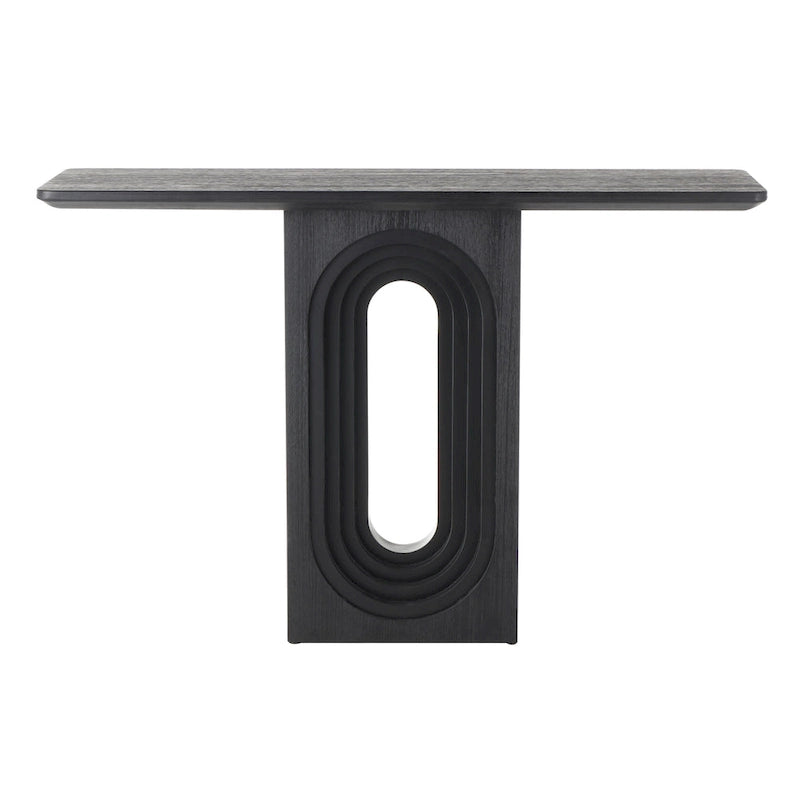 Console en bois avec piédestal ovale sculpté - Noir