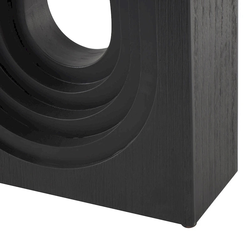 Console en bois avec piédestal ovale sculpté - Noir