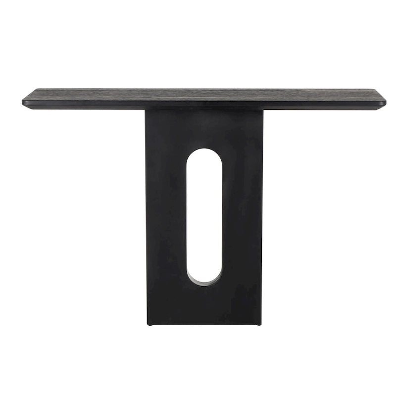 Console en bois avec piédestal ovale sculpté - Noir