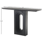 Console en bois avec piédestal ovale sculpté - Noir