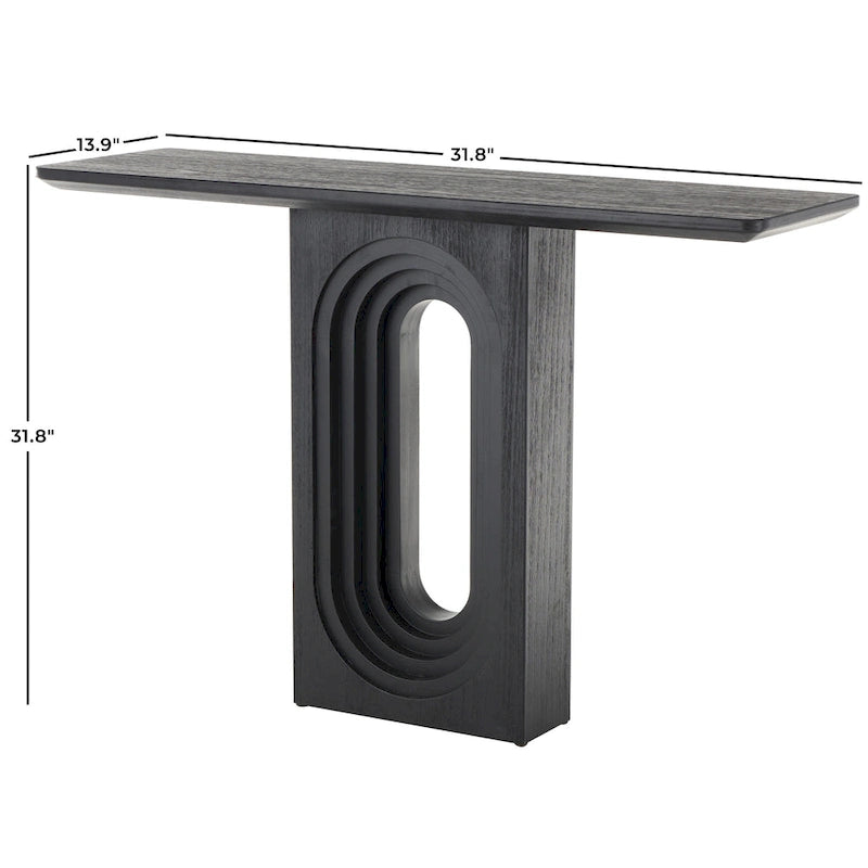 Console en bois avec piédestal ovale sculpté - Noir