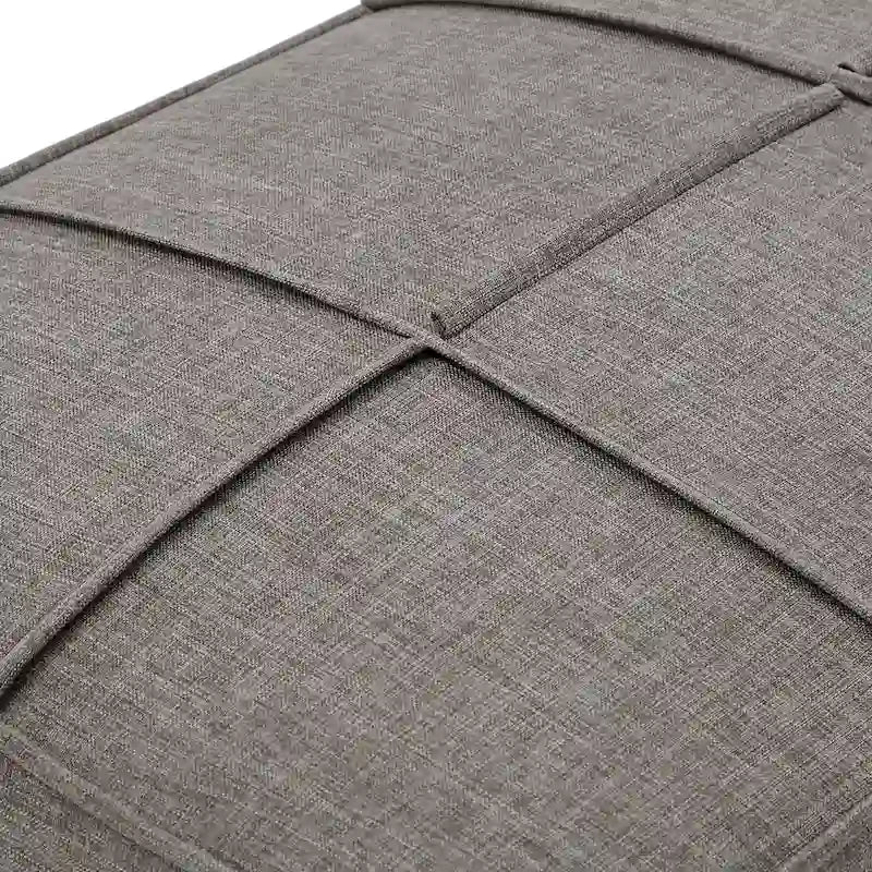 Banc rembourré en lin avec pieds coniques noirs