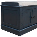 Banc de rangement avec 4 portes, étagères réglables et coussin amovible