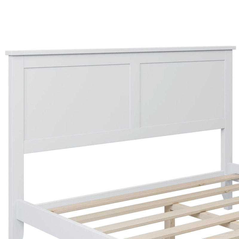 Lit plateforme double blanc avec tête de lit