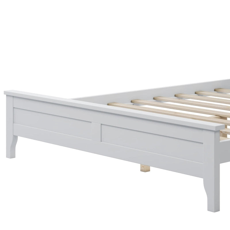 Lit plateforme double blanc avec tête de lit