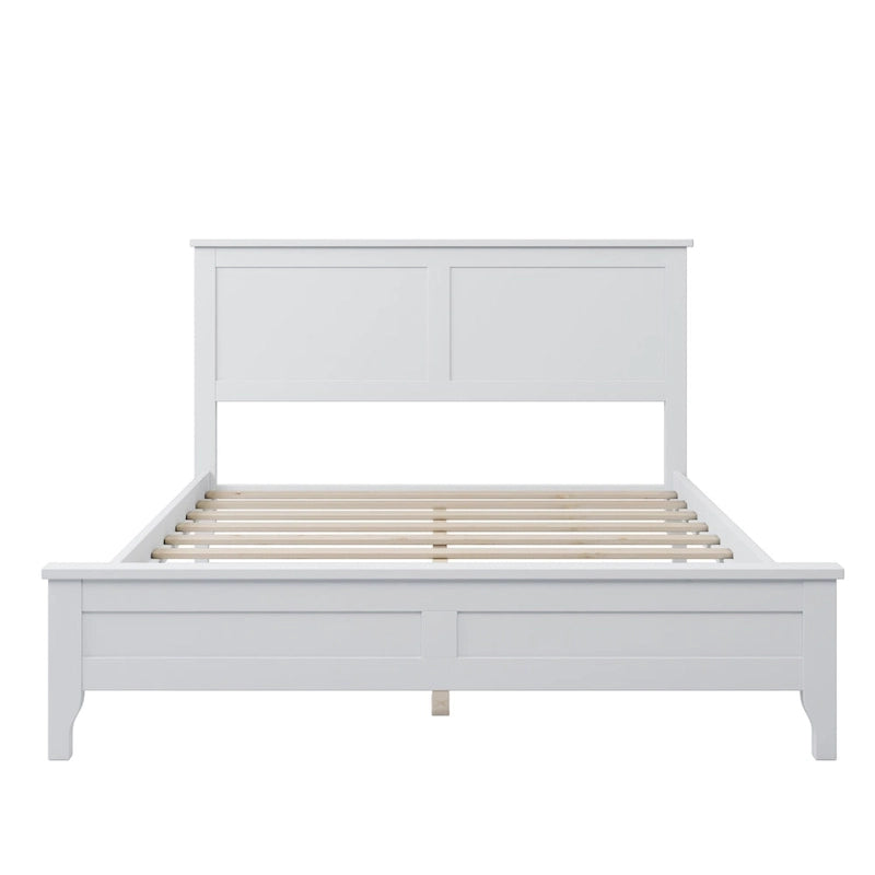 Lit plateforme double blanc avec tête de lit