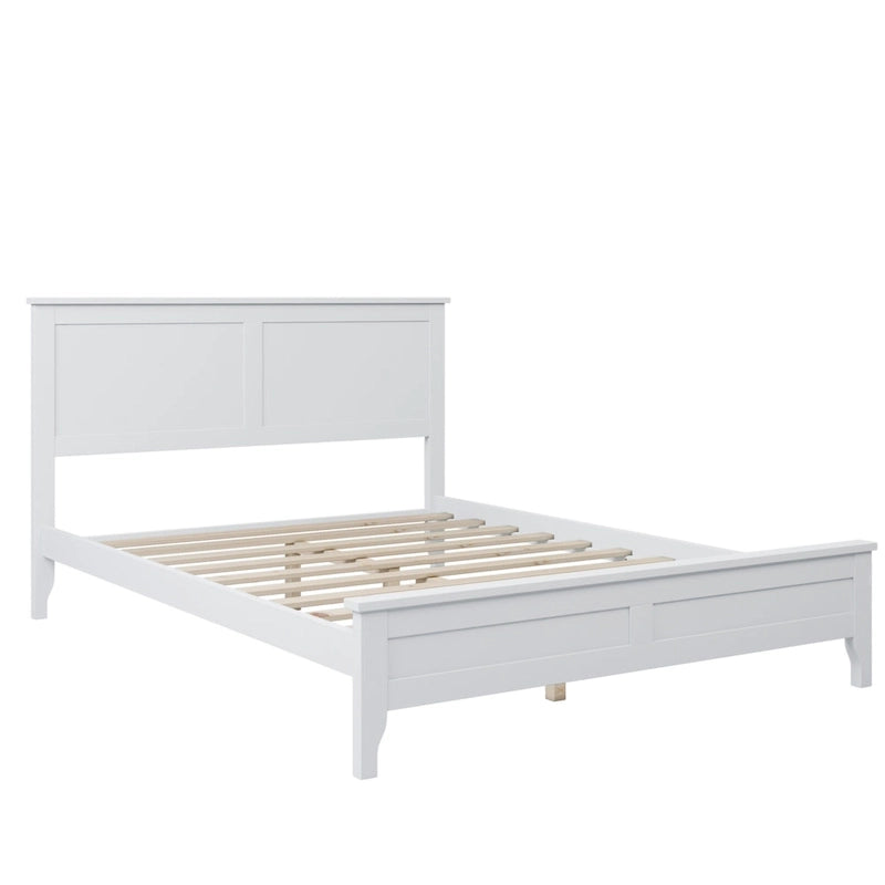Lit plateforme double blanc avec tête de lit