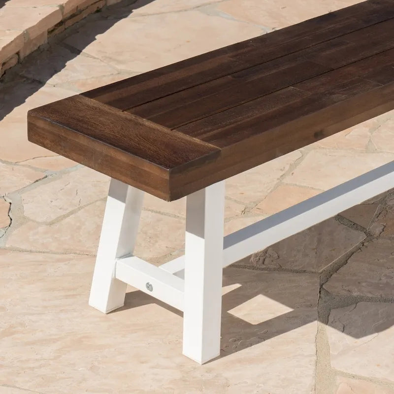 Banc de salle à manger rectangulaire en bois d'acacia style ferme