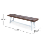 Banc de salle à manger rectangulaire en bois d'acacia style ferme