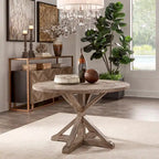 Table de salle à manger ronde en pin rustique avec base en X