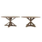 Table de salle à manger ronde en pin rustique avec base en X