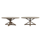 Table de salle à manger ronde en pin rustique avec base en X