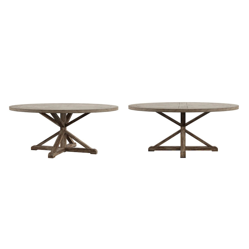 Table de salle à manger ronde en pin rustique avec base en X