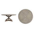 Table de salle à manger ronde en pin rustique avec base en X
