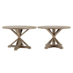Table de salle à manger ronde en pin rustique avec base en X
