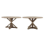 Table de salle à manger ronde en pin rustique avec base en X