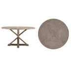 Table de salle à manger ronde en pin rustique avec base en X