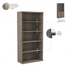 Bibliothèque haute à 5 étagères avec portes d'armoire
