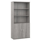 Bibliothèque haute à 5 étagères avec portes d'armoire