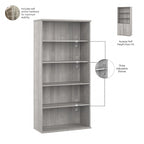 Bibliothèque haute à 5 étagères avec portes d'armoire