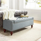 Banc de rangement capitonné classique avec garnitures cloutées